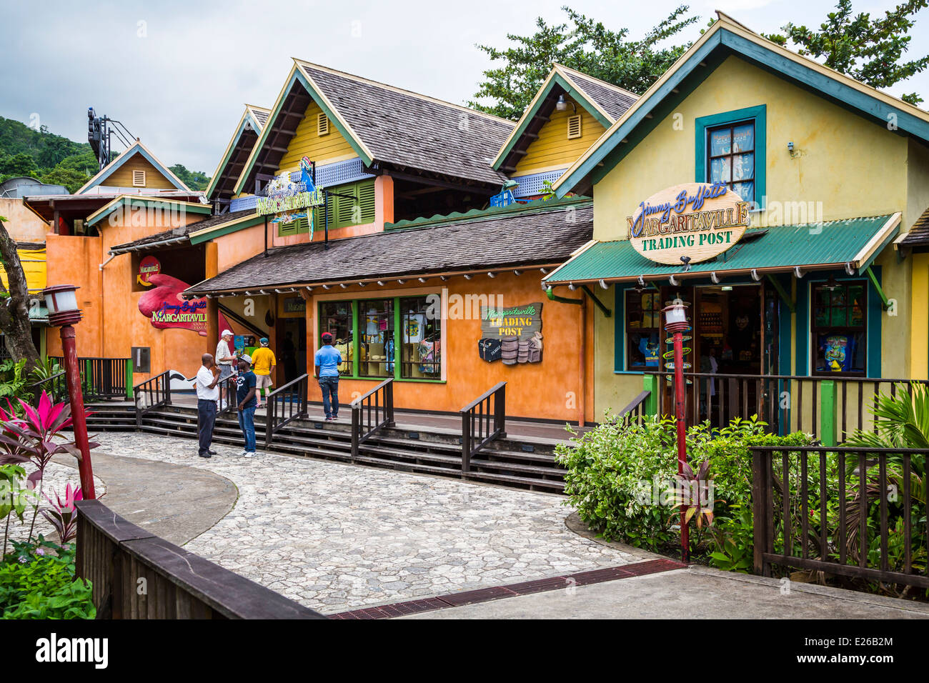 Shops at the Island Village shopping center in Ocho Rios, Jamaica. Stock Photo