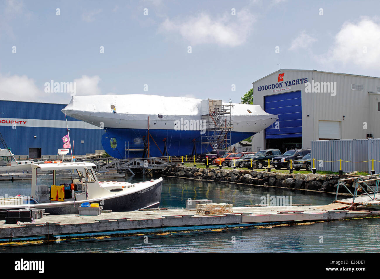 Maine coast East Boothbay,boat yard Stock Photo Alamy