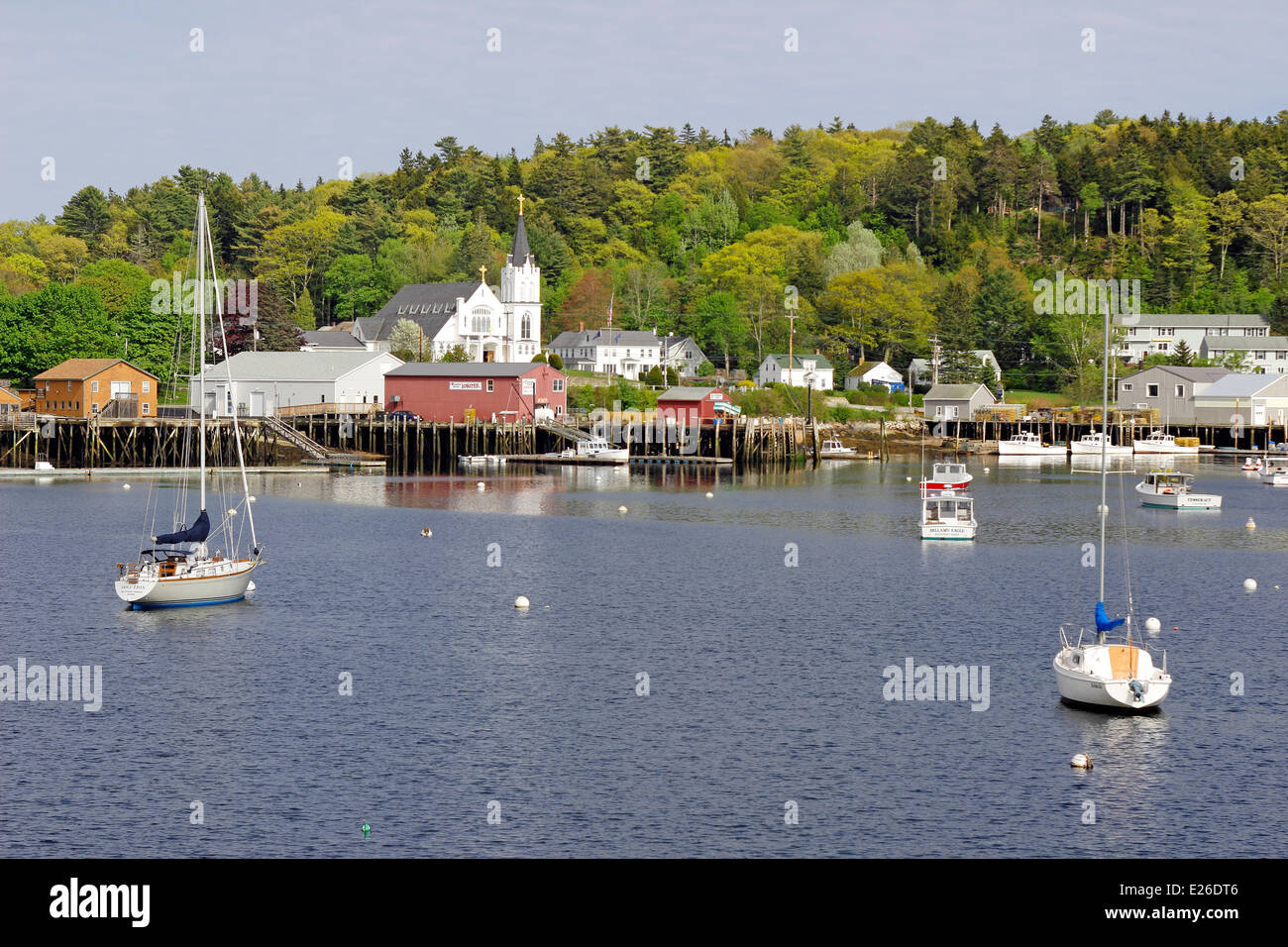 Downtown business center of Boothbay Harbor Maine in the United States  Stock Photo - Alamy