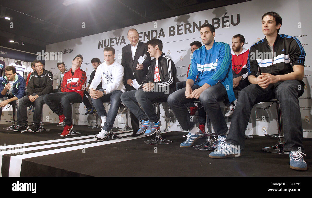 Real Madrid stars at the new 'Adidas' store opening inside the Santiago  Bernabeu Featuring: Felipe Reyes,
