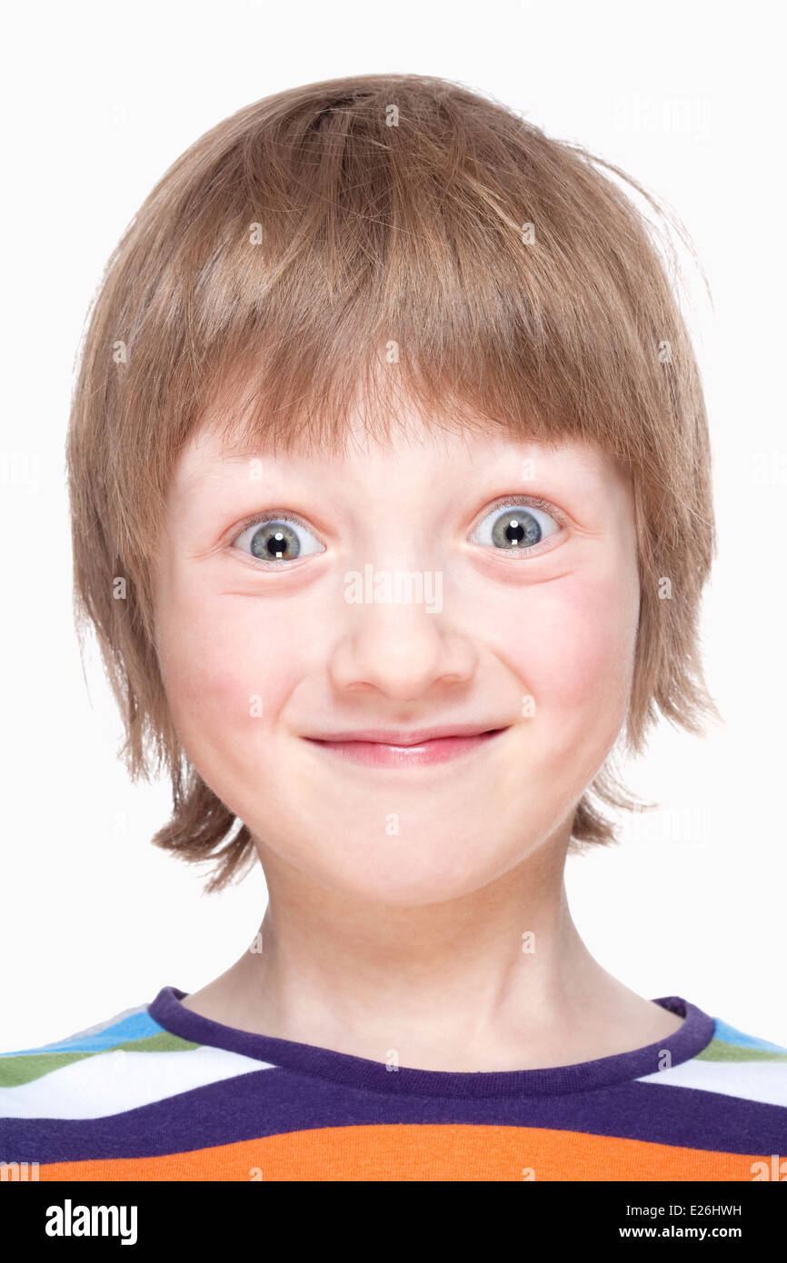 Portrait of a Boy with Blond Hair Looking Smiling Stock Photo - Alamy