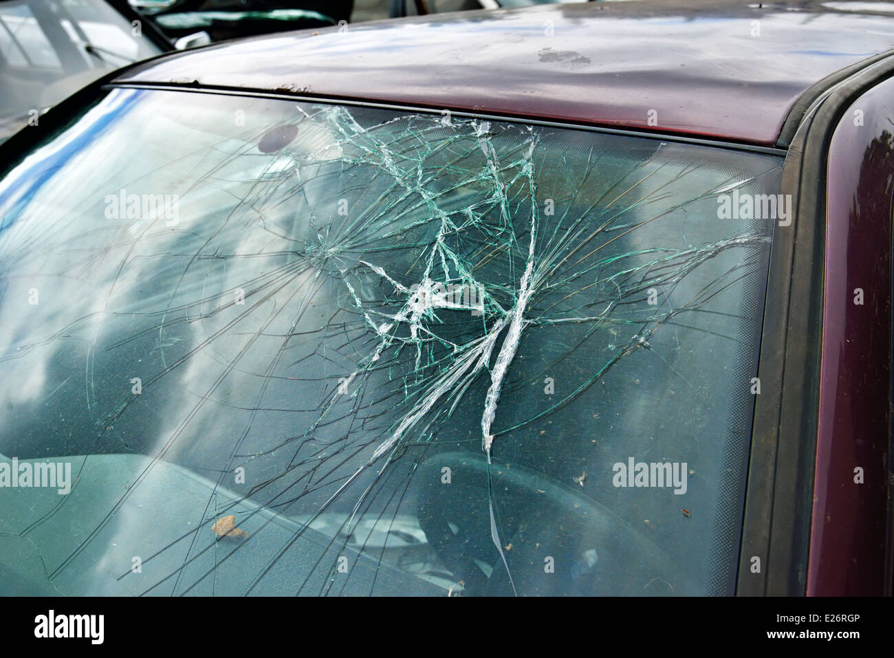 Broken Windshield Stock Photo