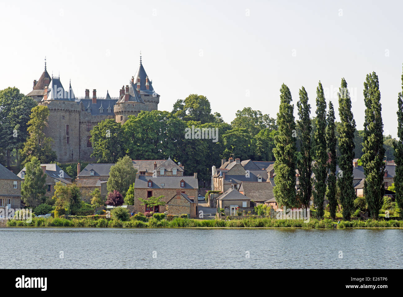 Combourg town and chateau in the Ille et Vilaine (35 ) department of France Stock Photo