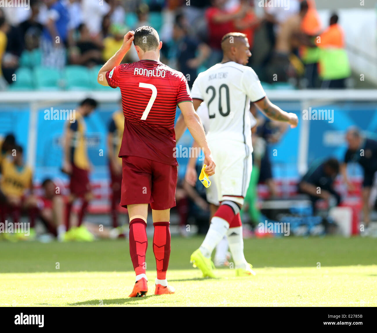 Savador, Brazil. 16th June, 2014. World Cup finals 2014. Germany versus Portugal. Cristiano Ronaldo disppointed at end of first half Credit:  Action Plus Sports/Alamy Live News Stock Photo