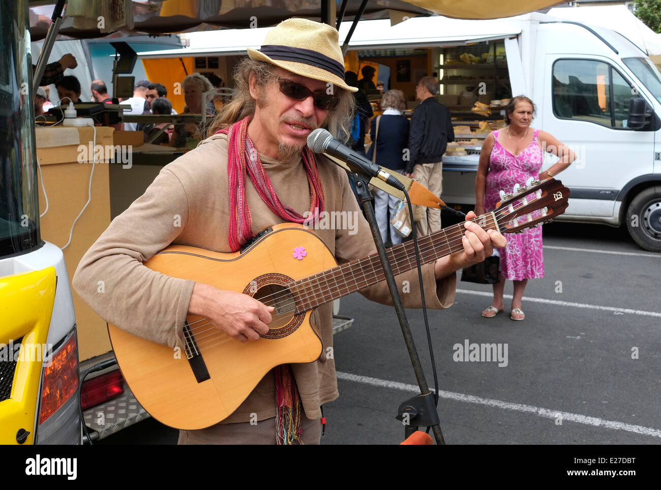 street busker, rennes, brittany, france Stock Photo