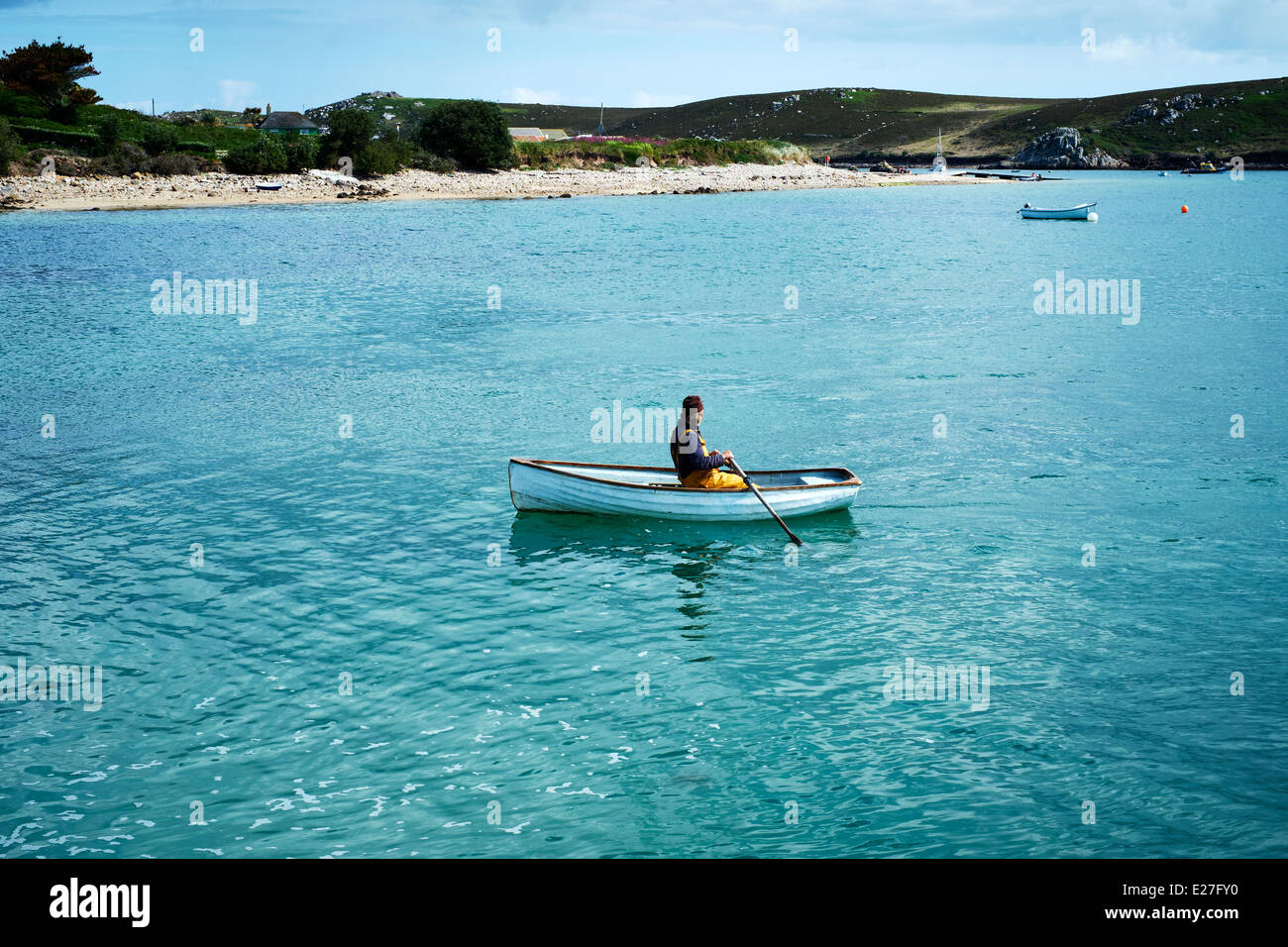 A rower, Green Bay, Bryher, Isles of Scilly, 2014 Stock Photo