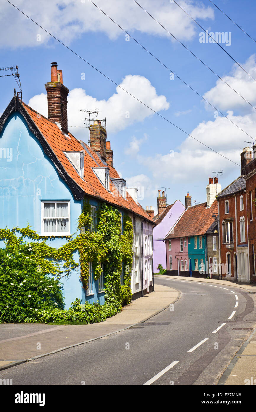 Vibrant town houses in Bungay, Suffolk Stock Photo Alamy
