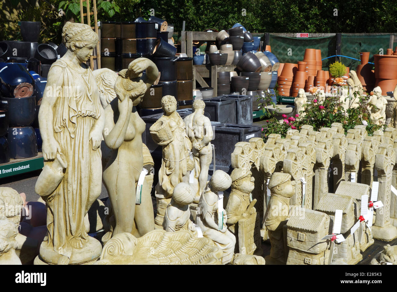Statues And Ornaments On Sale At Garden Centre Stock Photo
