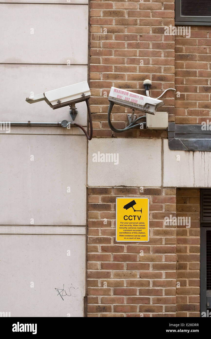 Two CCTV cameras outside a private premises Stock Photo