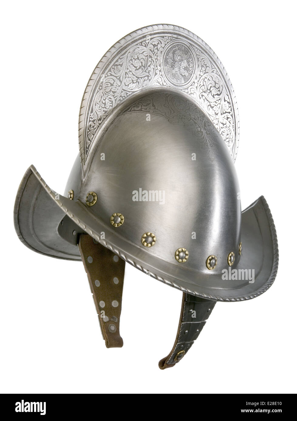 Iron helmet of the medieval knight. Very heavy headdress Stock Photo - Alamy
