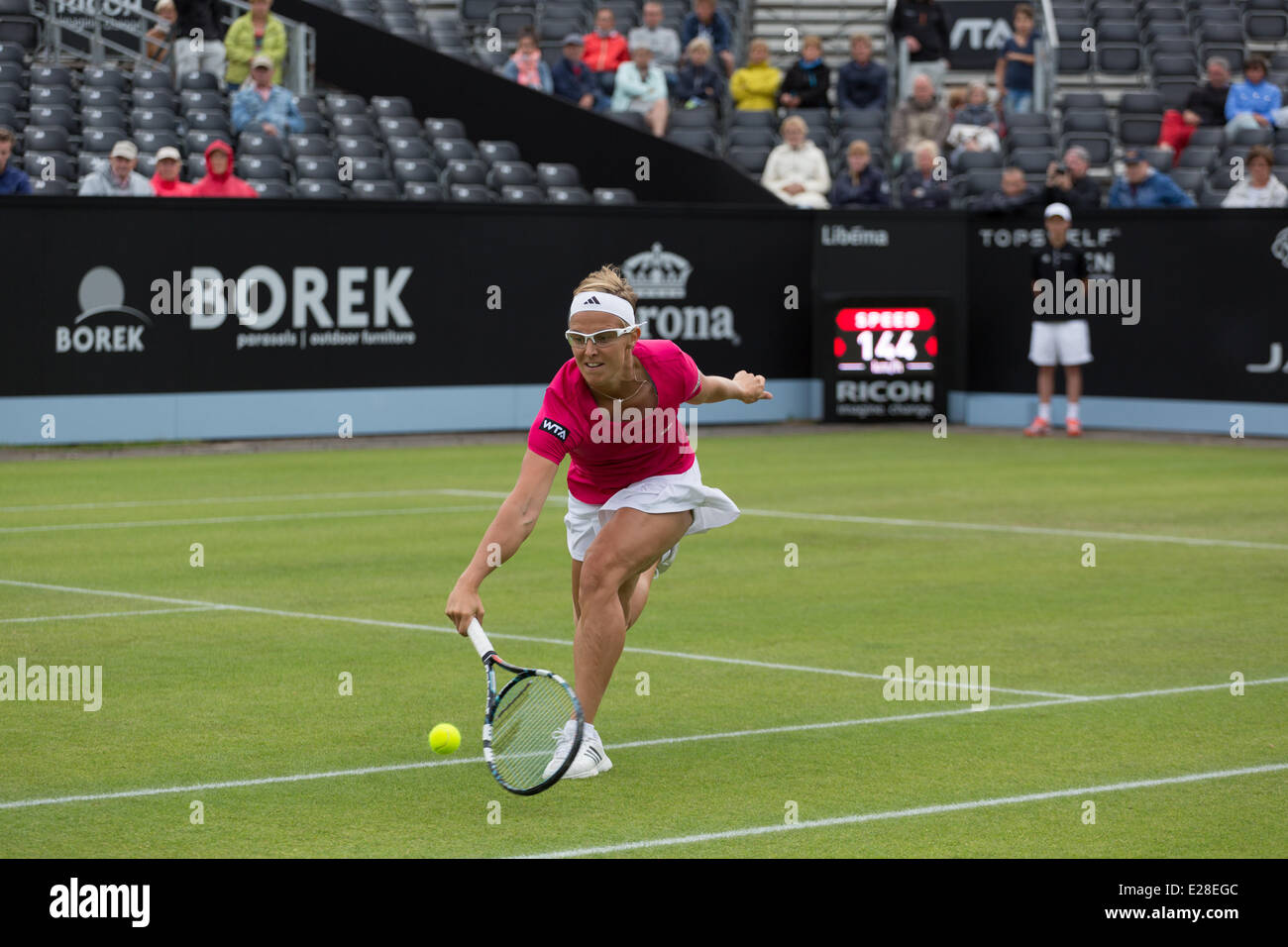 Kirsten Flipkens (BEL) in action at the WTA Topshelf Open Tennis Championships at Autotron, Rosmalen, 's-Hertogenbosch, Netherlands. Credit:  Gruffydd Thomas/Alamy Live News Stock Photo