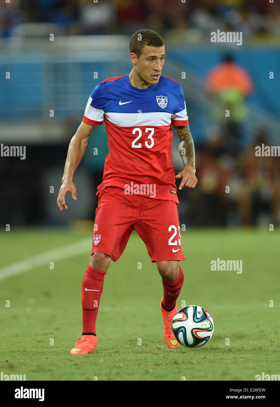 Natal, Brazil. 16th June, 2014. Fabian Johnson of USA in action during the FIFA World Cup 2014 group G preliminary round match between Ghana and the USA at the Estadio Arena das Dunas Stadium in Natal, Brazil, 16 June 2014. Credit:  dpa picture alliance/Alamy Live News Stock Photo