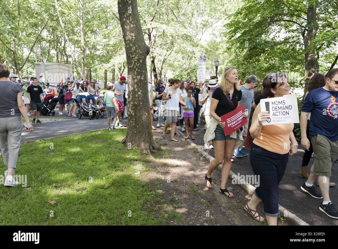 Nearly 1,000 people marched in The Second Annual Brooklyn Bridge March and Rally to End Gun Violence, June 14, 2014. Stock Photo