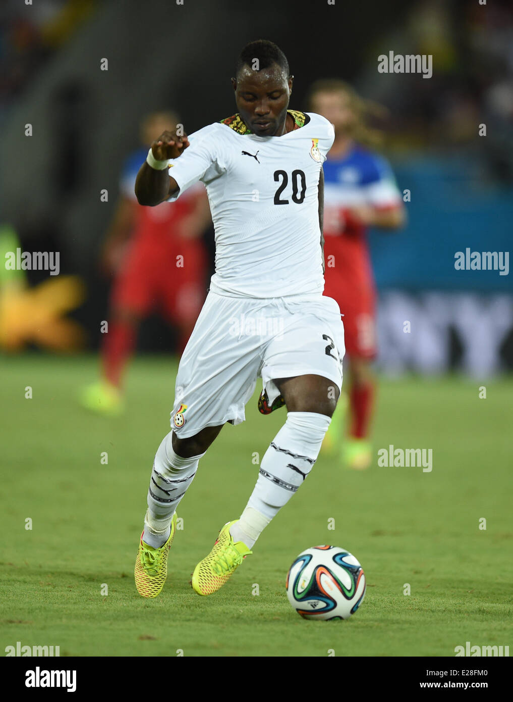 Natal, Brazil. 16th June, 2014. Kwadwo Asamoah of Ghana in action during the FIFA World Cup 2014 group G preliminary round match between Ghana and the USA at the Estadio Arena das Dunas Stadium in Natal, Brazil, 16 June 2014. Credit:  dpa picture alliance/Alamy Live News Stock Photo