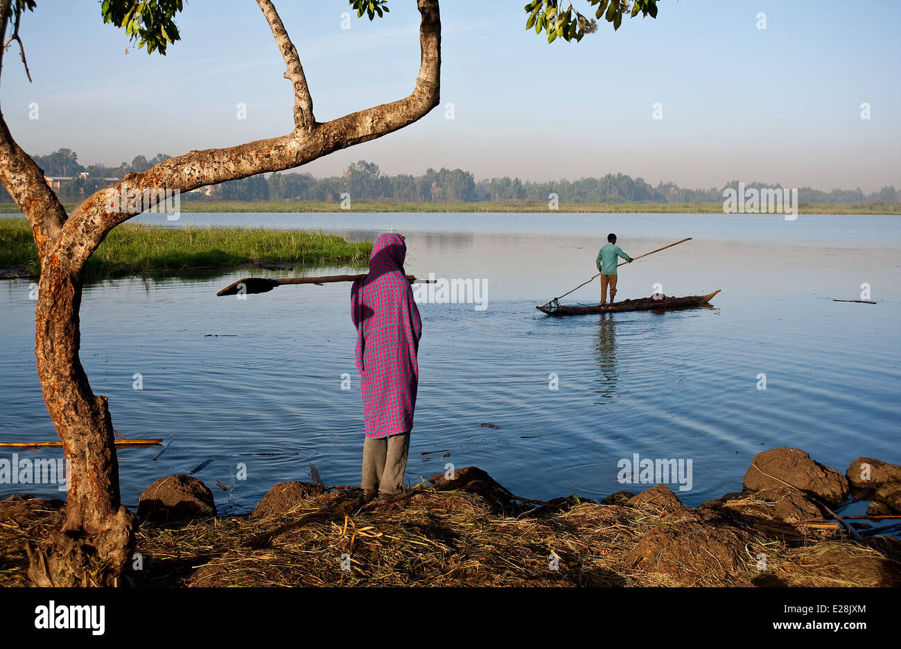 Papyrus boat on lake Tana ( Ethiopia) Stock Photo