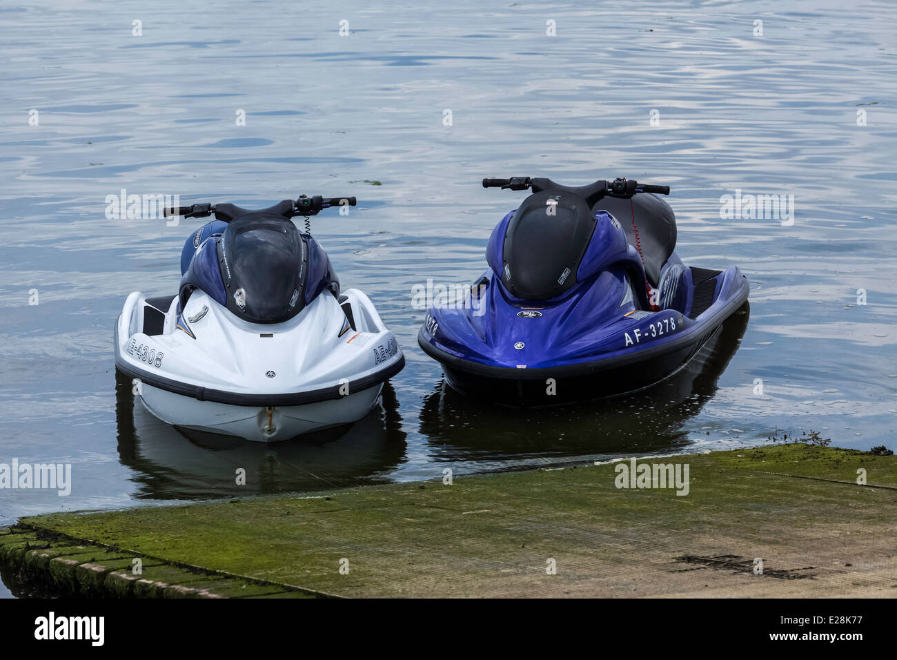 Pair of Jet Skis on WAter with No Riders Stock Photo