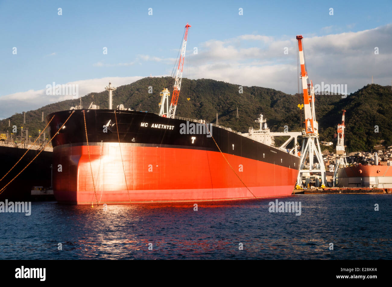 Brand new large crude oil tanker big ship under construction in an
