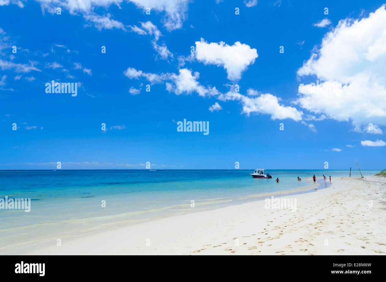 Paradise: Perfect tropical beach with blue sea / ocean and blue sky Stock Photo
