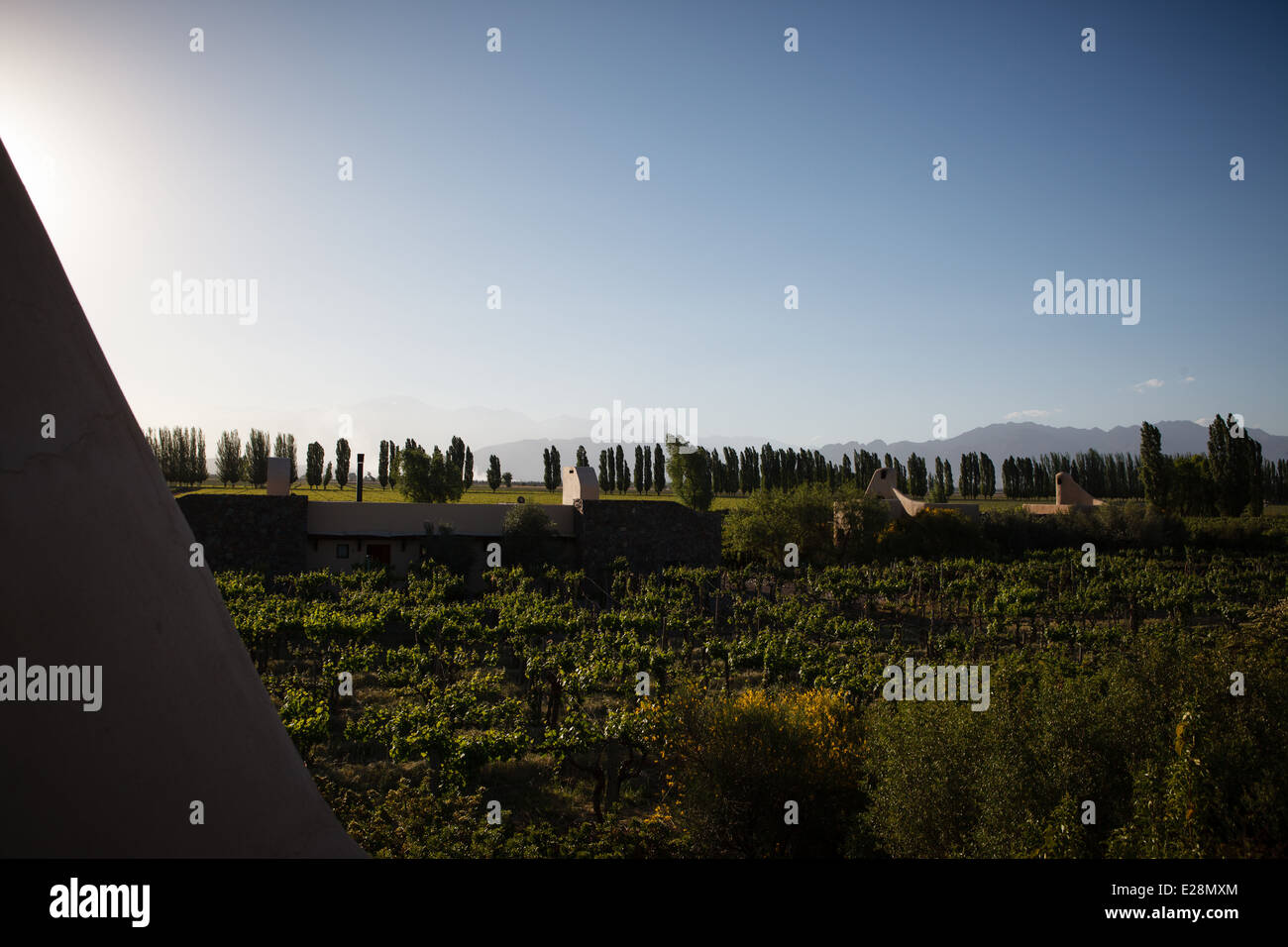 5/11/13 View from room at Cavas Wine Lodge, Alto Agrelo, Mendoza, Argentina Stock Photo