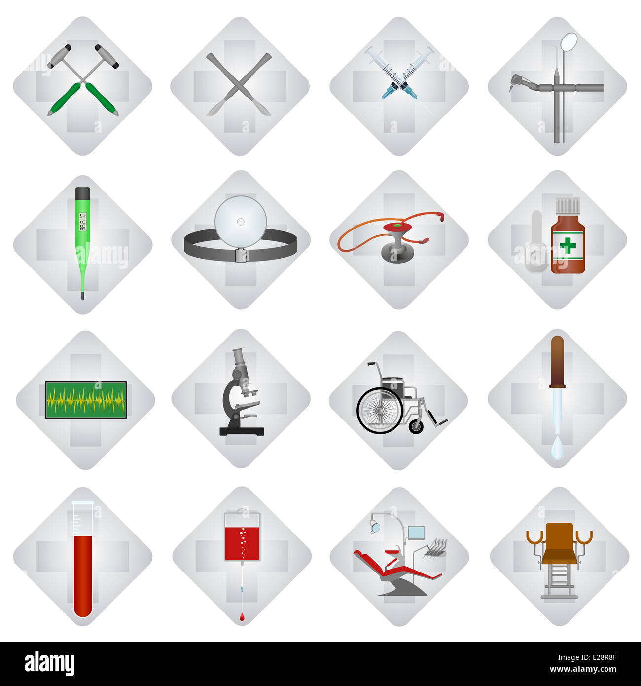 Set of medical icons and objects. Illustration on white background ...
