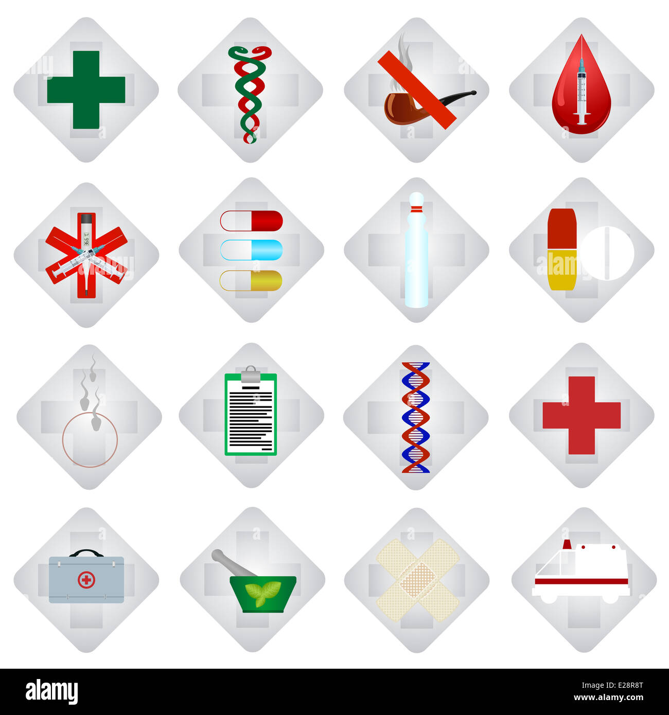 Set of medical icons and objects. Illustration on white background ...