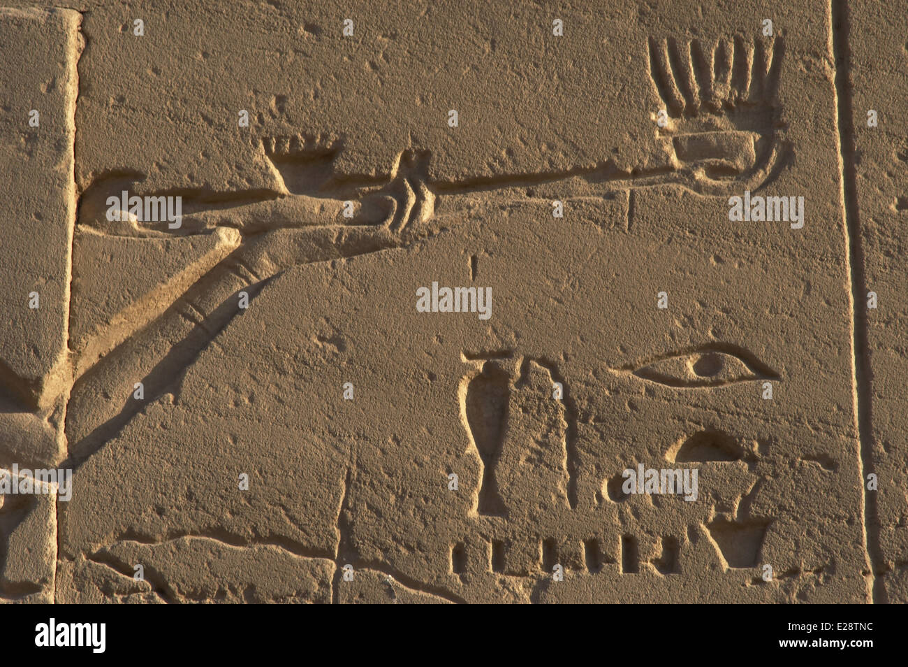 Egyptian Art. The Karnak Temple Complex. Relief depicting an incense burner held by Ramesses II. Stock Photo