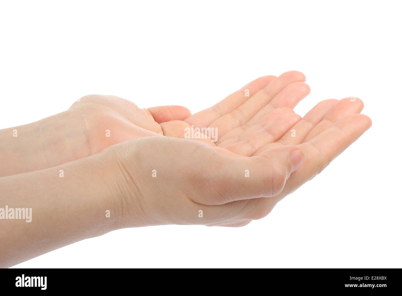 Woman hands on white background Stock Photo