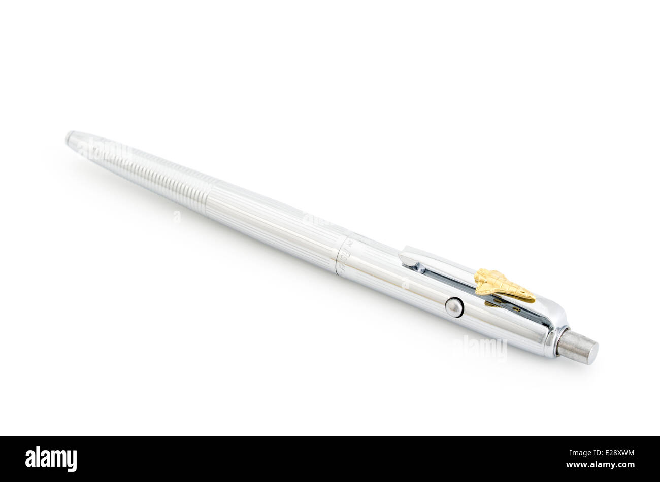 Fisher Space Pen AG-7 with gold Space Shuttle. Zero Gravity Pen. AG7 Astronaut pen. Stock Photo