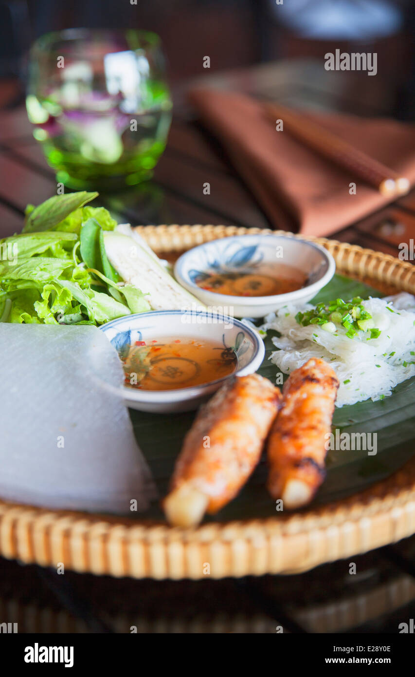 Shrimp surimi with sugarcane, Da Nang, Vietnam Stock Photo