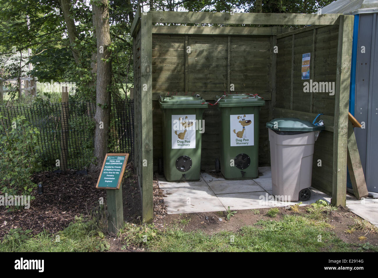 A trial dog poo composter at Lynford Arboretum Norfolk Stock Photo Alamy