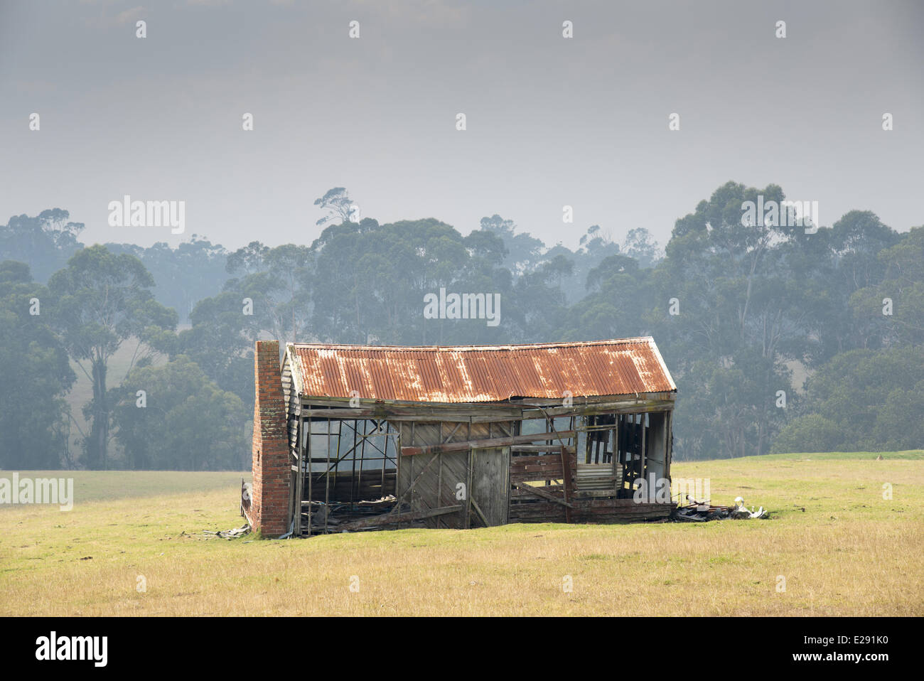 Delapidated farm building, Lakes Entrance, Victoria, Australia, February Stock Photo