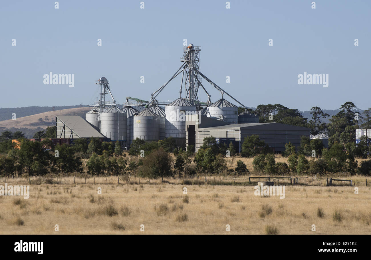 Grain silos, near Melbourne, Victoria, Australia, February Stock Photo