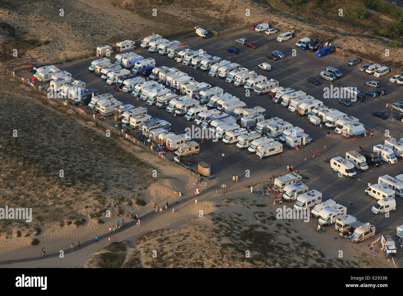 France, Landes, beach of Capbreton, parking for camper vans (aerial view  Stock Photo - Alamy
