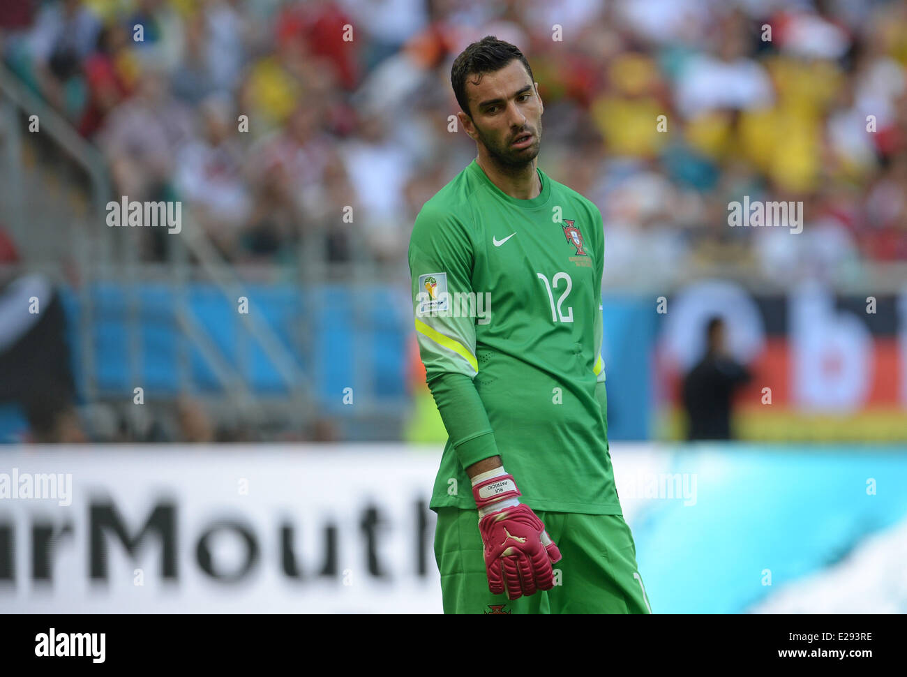 Salvador da Bahia, Brazil. 16th June, 2014. Goalkeeper Rui Patricio of Portugal reacts during the FIFA World Cup 2014 group G preliminary round match between Germany and Portugal at the Arena Fonte Nova in Salvador da Bahia, Brazil, 16 June 2014. The FIFA World Cup 2014 will take place in Brazil from 12 June to 13 July 2014. © dpa picture alliance/Alamy Live News Credit:  dpa picture alliance/Alamy Live News Stock Photo