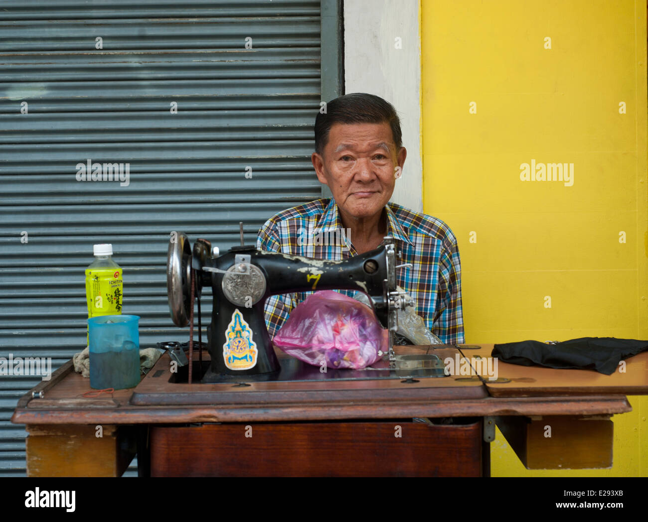 Bangkok Thailand - Street tailor portrait man Stock Photo