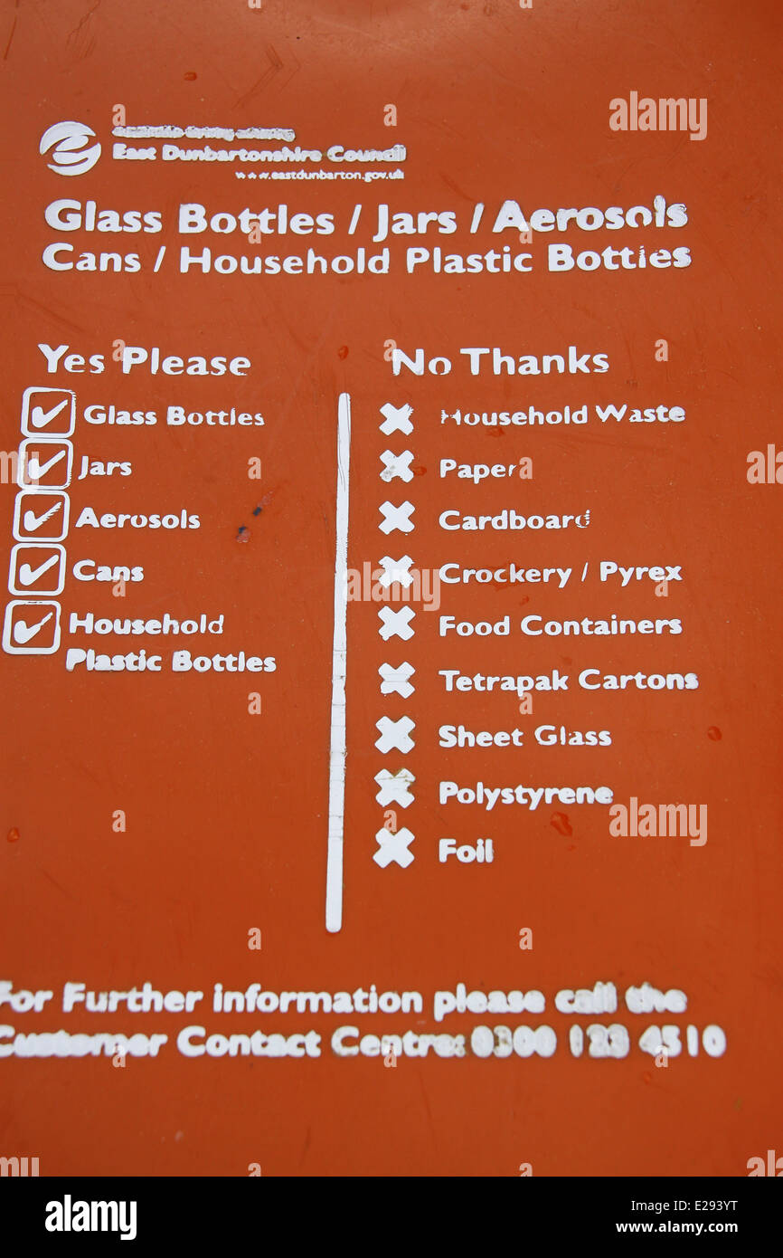 Glass bottles jars aerosols recycling bin lid Stock Photo