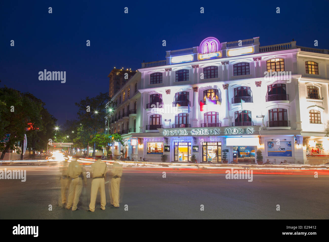 Hotel Saigon Morin at dusk, Hue, Thua Thien-Hue, Vietnam Stock Photo