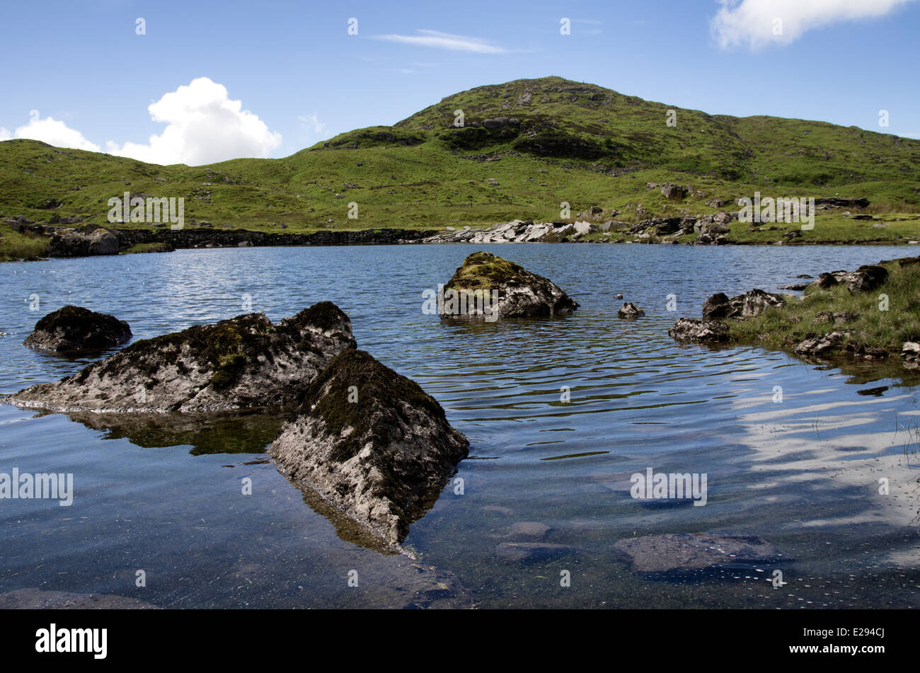 Lake at a disused slate quarry at Blaenau Ffestiniog, Gwynedd Stock Photo