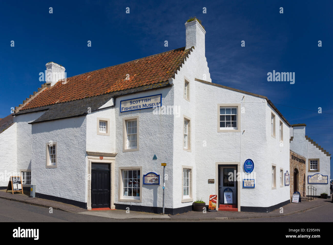 Scottish Fisheries Museum in Anstruther in the East Neuk of Fife showing the Traditional Crow Stepped or Corbie Step Gable Stock Photo