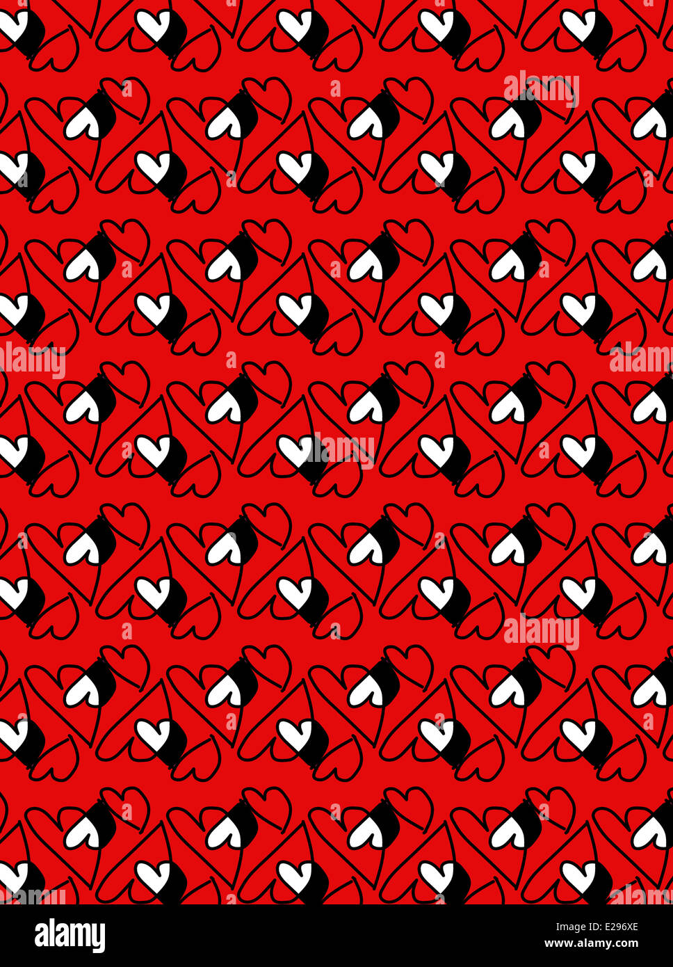 Illustration of symmetrical heart shapes patterned wallpaper Stock