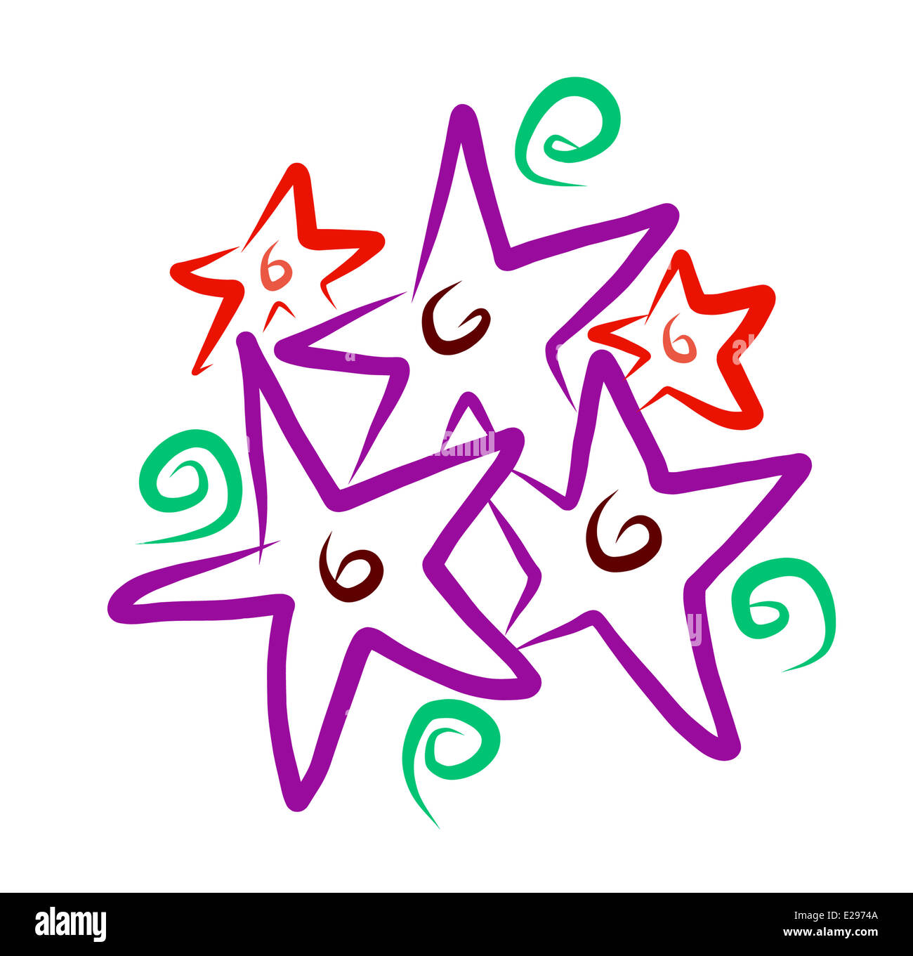 Illustration of stars and swirls Stock Photo