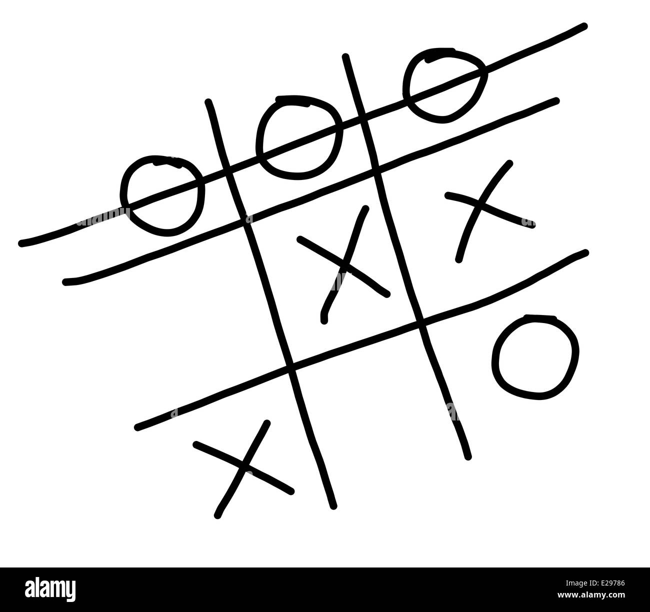 Illustration of a noughts and crosses game Stock Photo