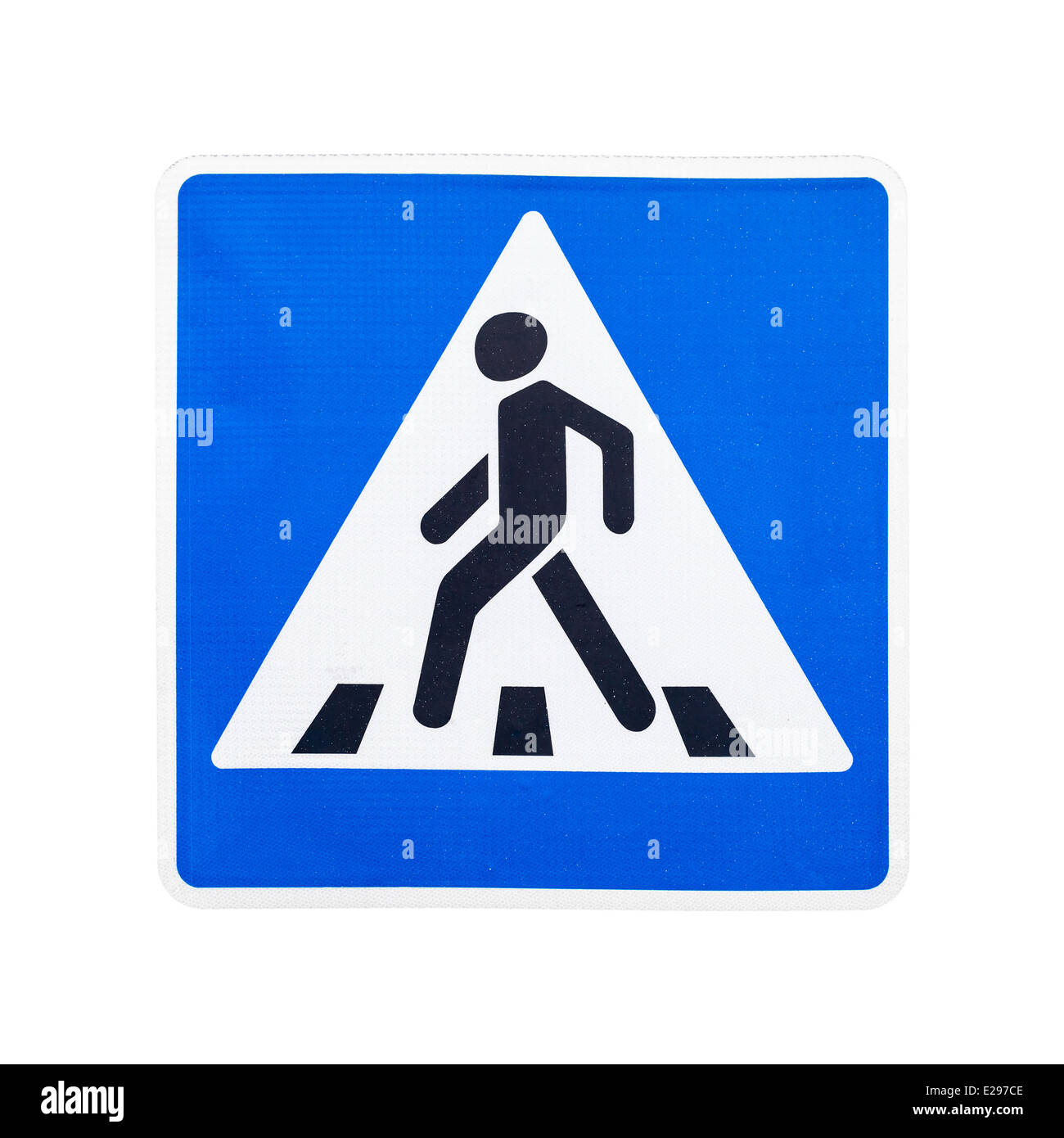 Modern square pedestrian crossing road sign isolated on white Stock Photo
