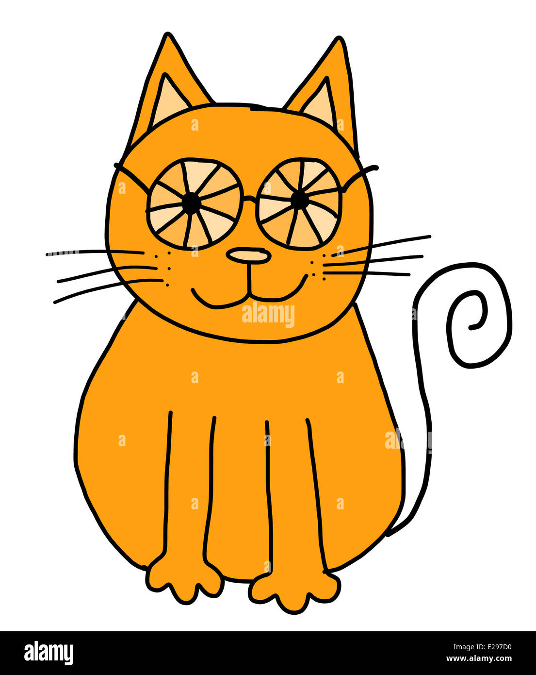 Illustration of an orange cat wearing sunglasses Stock Photo