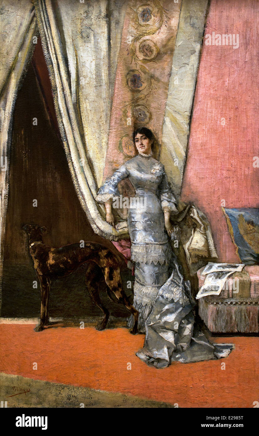 Portrait of Lucia Monty 1921 Jose Villegas Cordero 1844-1921 Spain Spanish Stock Photo