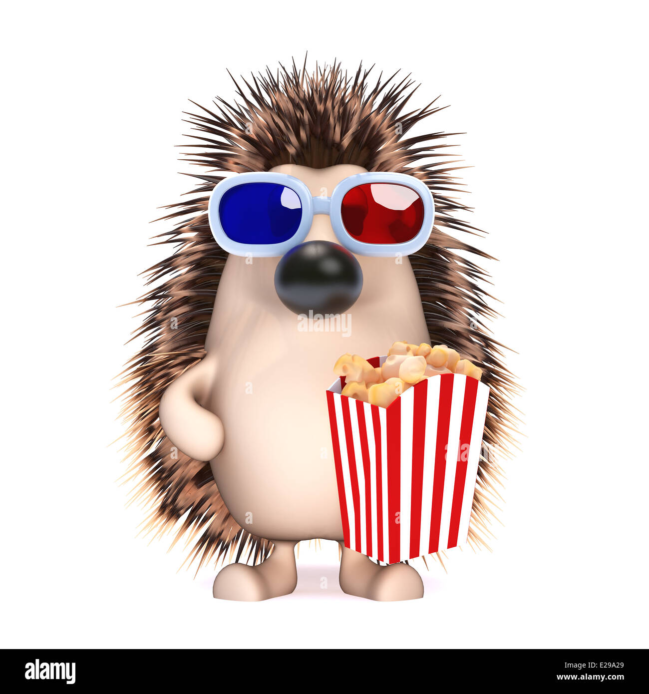 3d render of a hedgehog eating popcorn at the movies Stock Photo Alamy