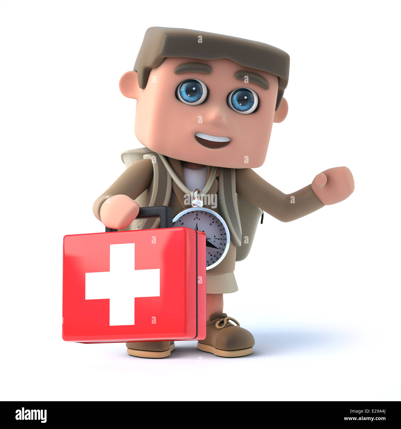 3d render of a hiker with first aid kit Stock Photo - Alamy
