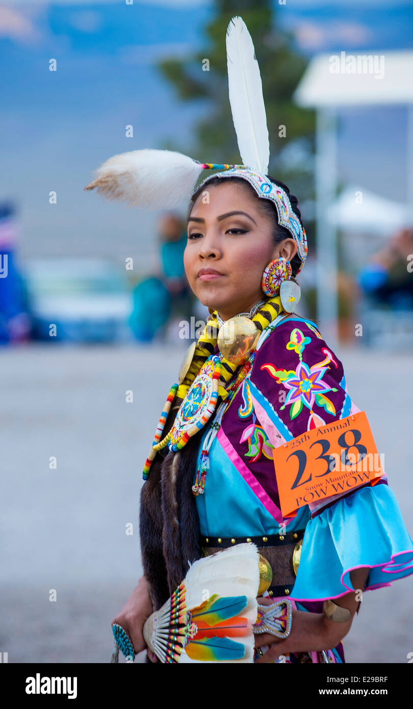 Native American woman takes part at the 25th Annual Paiute Tribe Pow