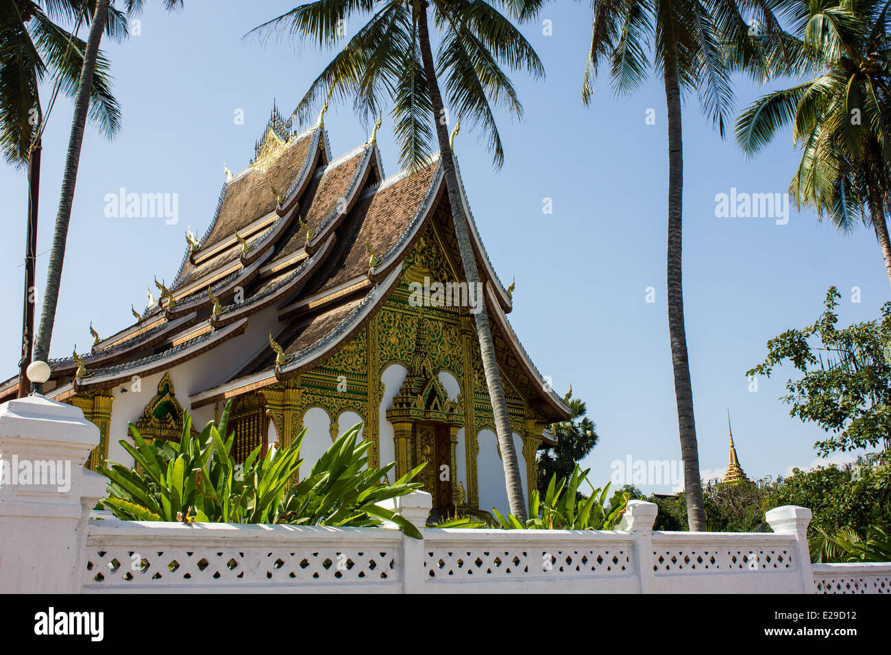 Temple in the ancient town of Luang Prabang, situated in northern Laos, a UNESCO World Heritage Site. Stock Photo