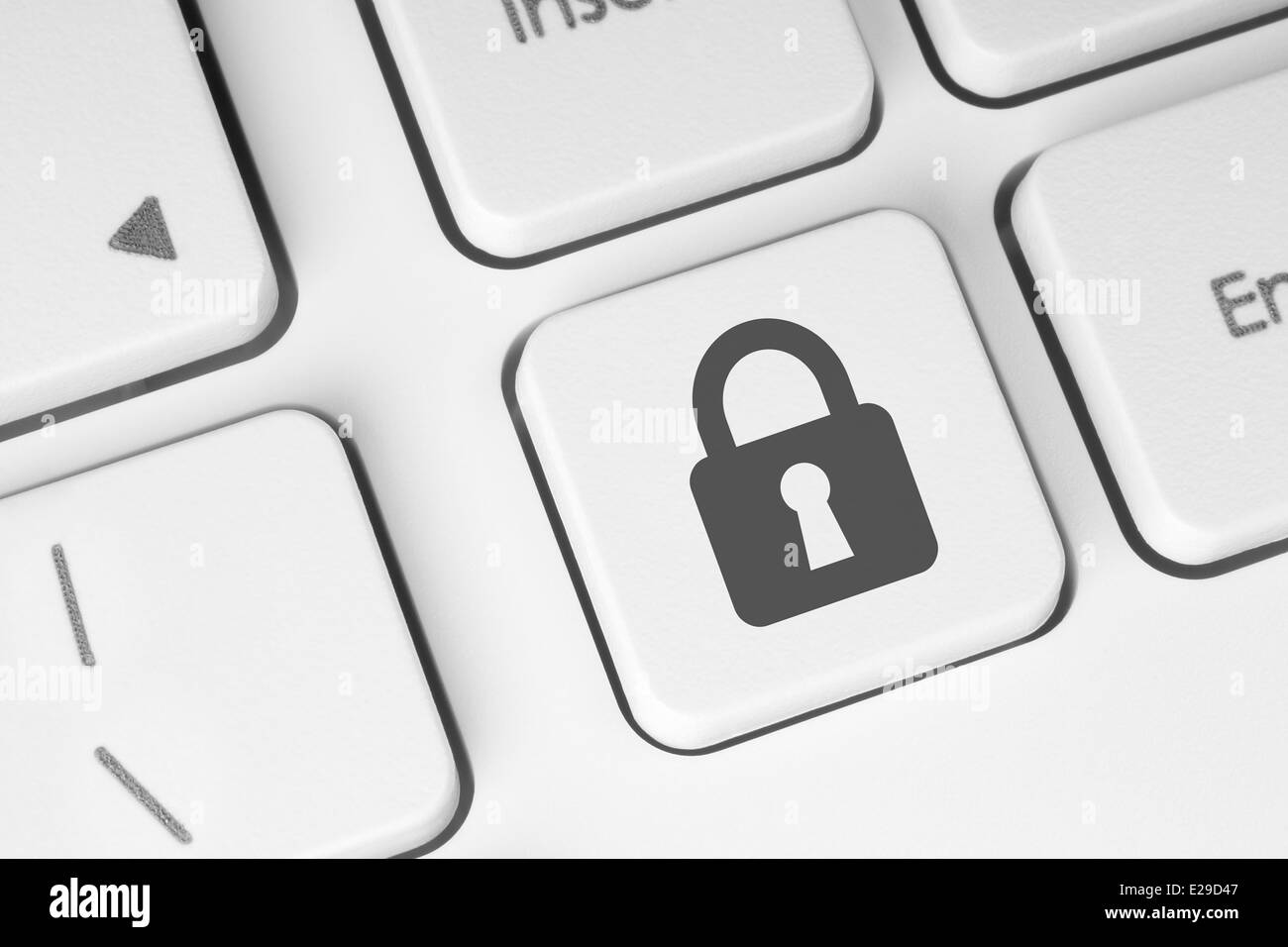 Lock button on the keyboard closeup Stock Photo Alamy